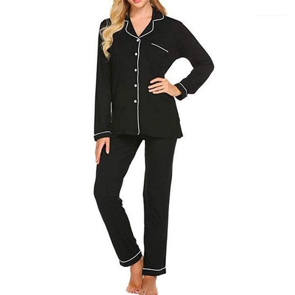 

v образным вырезом дамы две части ночная рубашка осень зима женщины повседневная пижама сплошной цвет женская пижама с длинным рукавом, Black;red