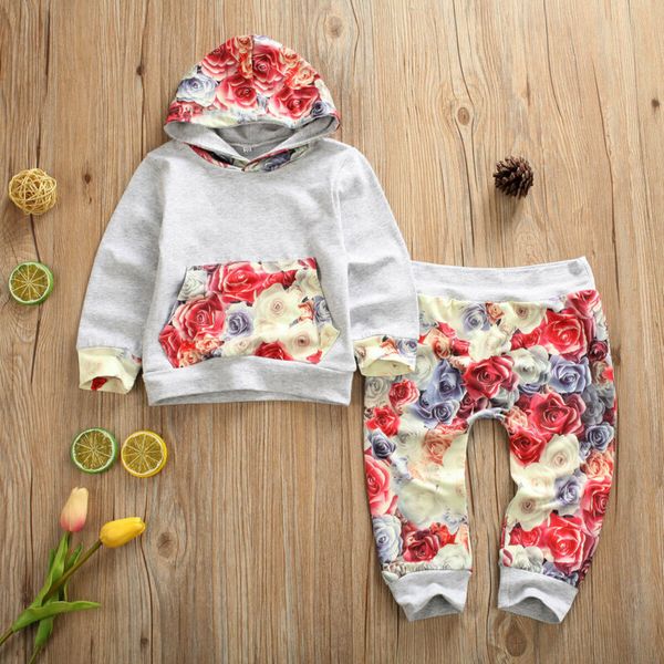 

2pcs Newborn Toddler Boys Girls Hooded Tops T-shirt+Pants Sweatsuit Outfits Clothes Set