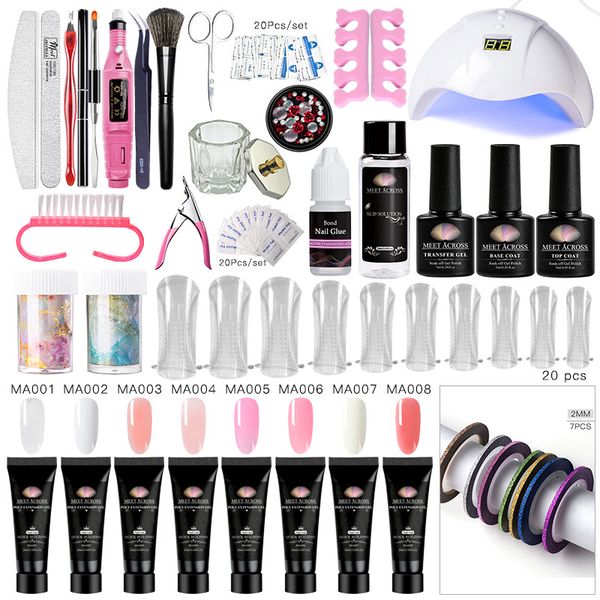

meet across extension poly nail gel set with nail tips dual form quick builder gel for manicure finger extension kit
