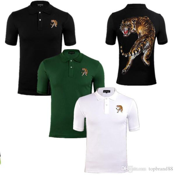 

19ss оптовая вскользь люди хлопок большого размера с короткими рукавами футболки летом лацкане рубашки поло дизайнера тигра печати рубашки п, White;black