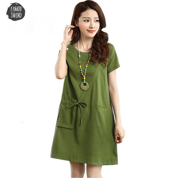 

2019 женщины лета платья с коротким рукавом повседневная festa линия твердые хлопок линия белья платье o шеи vestidos сыпучие, Black;gray