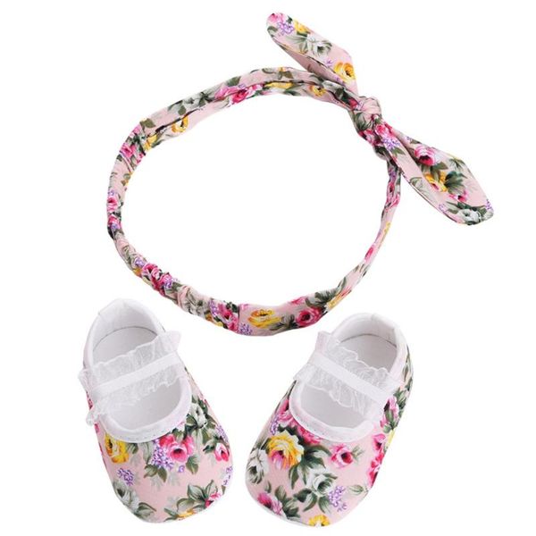 

new born baby shoes girls butterfly-knot infant leisure baby first walkers girl toddler shoes schoenen headband set