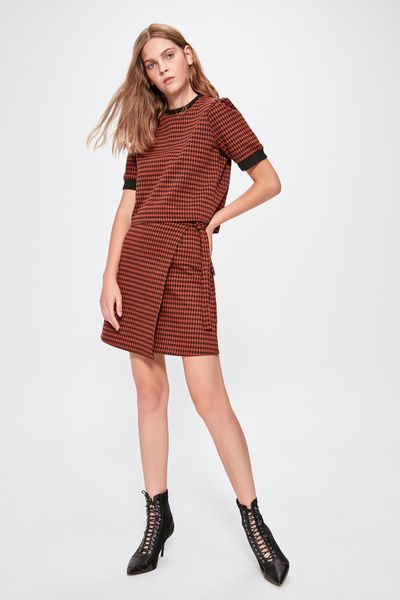 

trendyol tile crowbar patterned knitted skirt twoaw20et0282, Black