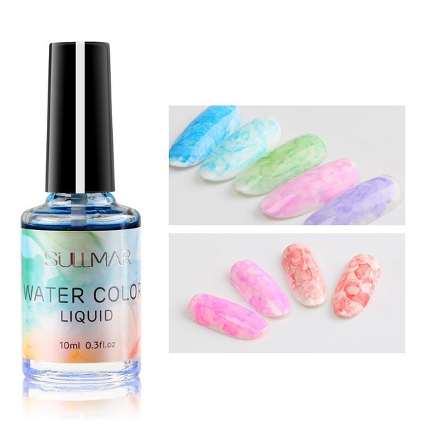

ink watercolor design nail polish burning blooming nail gel effect smudge bubble varnish manicure diy design decor art