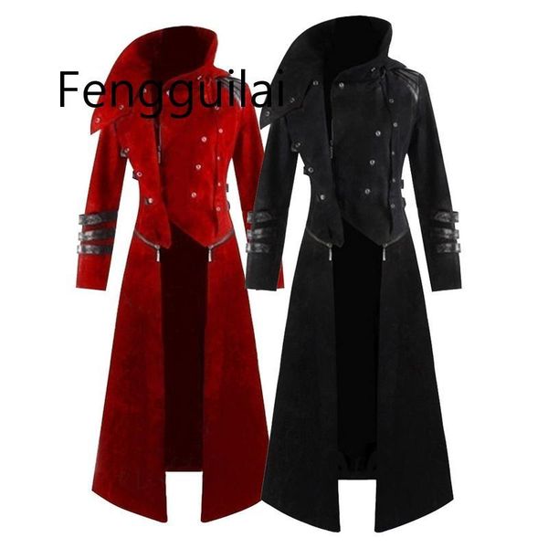 

осень vintage royal style плащи ретро gothic стимпанк длинные пальто 2020 новых людей косплей костюм партии джентльмены костюм, Tan;black