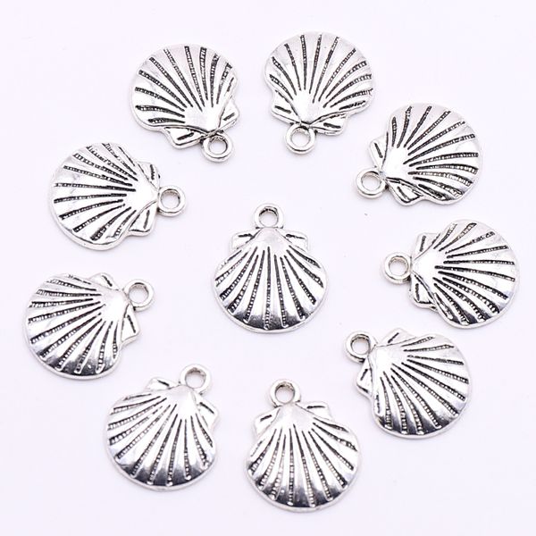 

10pcs scallop pendant charms for jewelry making diy sea animals charms pendants for bracelets necklaces making wholesale, Bronze;silver