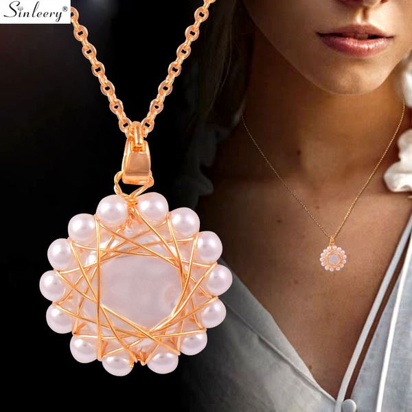 

sinleery sweet flower baroque pearl choker necklace yellow gold silver color chian pendant necklace for women jewelry xl466 ssh