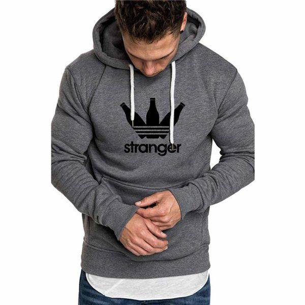 

fashion spring autumn long sleeve hoodie stranger hoodie men's sweatshirt pullover the screw thread cuff hoodies streetwear, Black