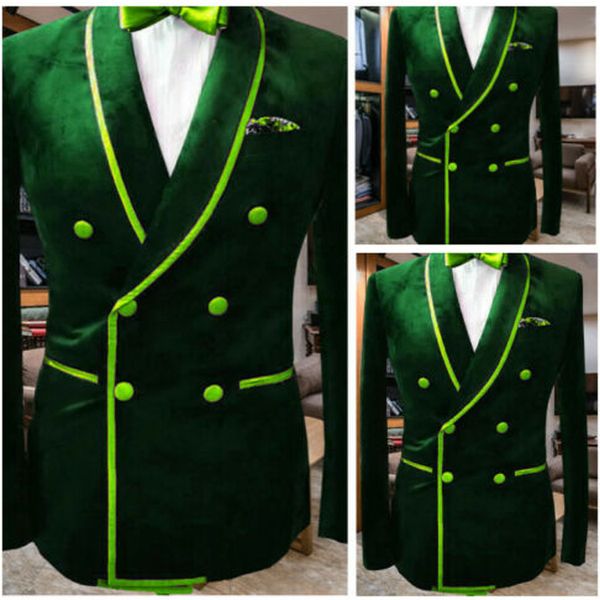 One Piece Grün Herren Designer-Jacke Schal Revers Zweireiher Bräutigam Formal Wear Prom Smokings Bester Mann-Blazer-Klage