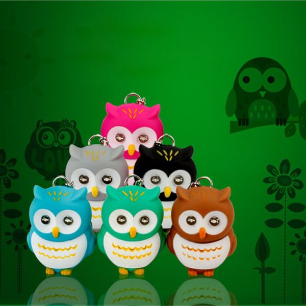 

cute owl shaped led flashlight keychain lovely animal keyring with sound children kids birthday party gifts promotion souvenir
