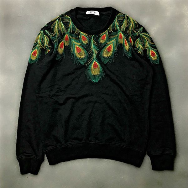 

mens designer hoodies givh61 new fashion brand luxury three-dimensional embroidered peacock wing patterned garment, Black