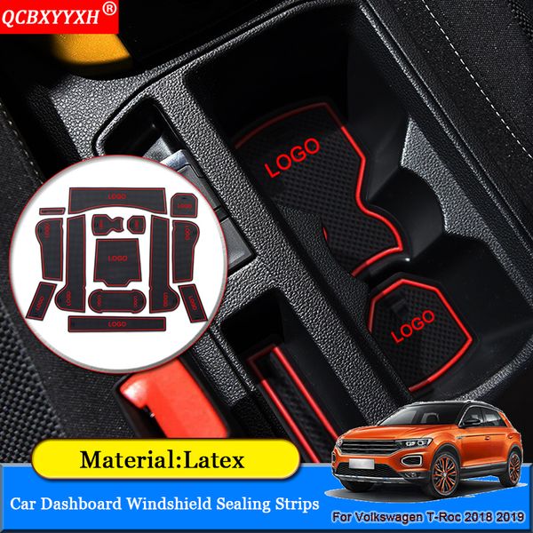 QCBXYYXH Araba-Styling Araba Slot Pad İç Kapı Oluk Mat Volkswagen VW T-ROC 2018 2019 için Lateks Kaymaz Yastık Aksesuarları