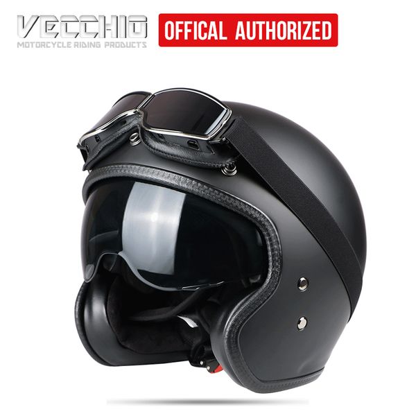 

vecchio motorcycle helmet fiberglass vintage motorbike motorcross 3/4 open face retro jet helmet scooter protective gear ece