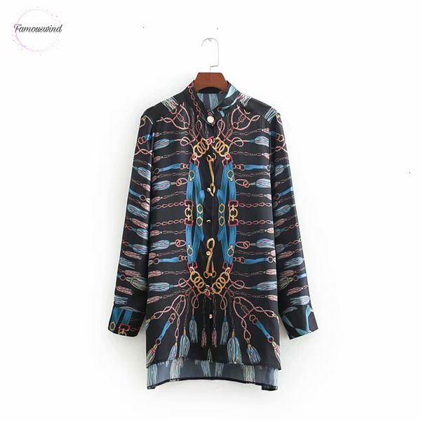 

blusas блуза стенд воротник 2019 женщины vintage stand collar print повседневный смок женщины с длинным рукавом femininas новые топы ls2813, White