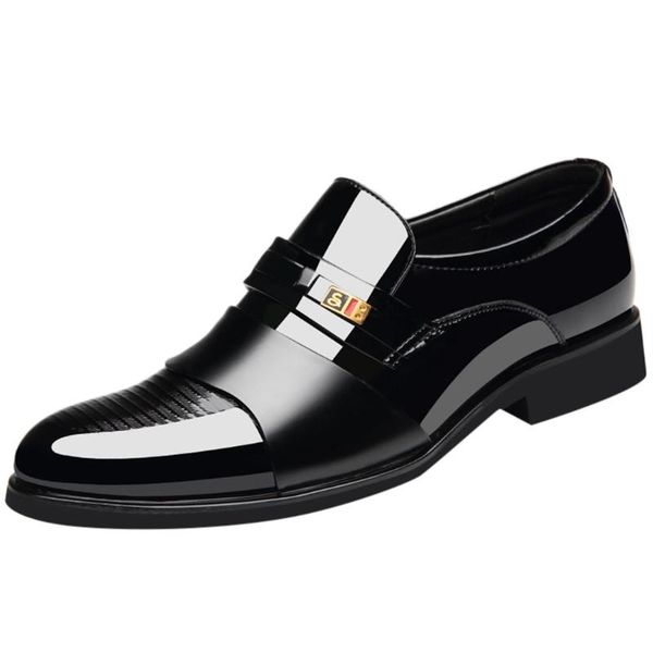 

kancoold fashion business dress men shoes new classic leather solid pointed toe shoes fashion slip on dress men oxfords, Black