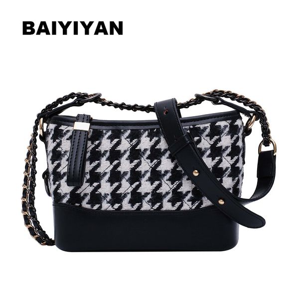 

new women shoulder bags fashion houndstooth handbags chain crossbody bag ladies messenger bag