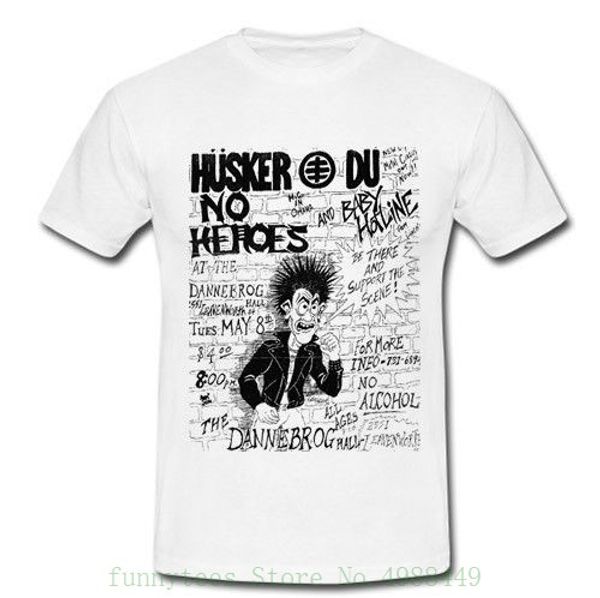 

husker du no heroes rock rock band t shirt s m  xl 2xl sugar mans unique cotton short sleeves o-neck kawaii, White;black