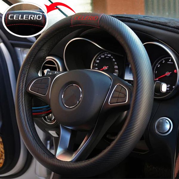 

for celerio car carbon fiber leather steering wheel covers cap steering wheel cover auto car interior accessories