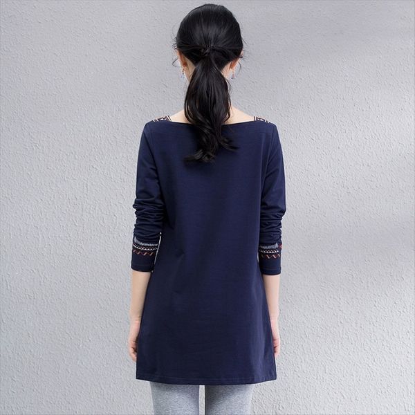 

hong kong fashion brand 2020 women's long sleeve loose one-line collar medium and long t-shirt women 3676, White