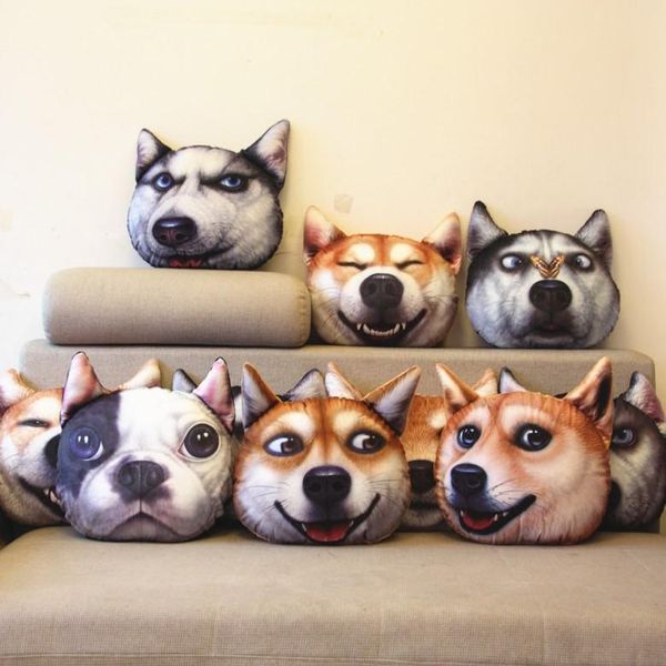 Fabrika doğrudan satmak 3D Peluş Oyuncaklar Sevimli köpek kafası yastık simülasyon komik yastık Doldurulmuş Hayvanlar oyuncak yast ...