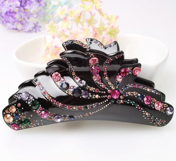 

large luxury rhinestone hair claw clip the shape of hand hair accessories for women fashion jewelry aa48, Golden;white