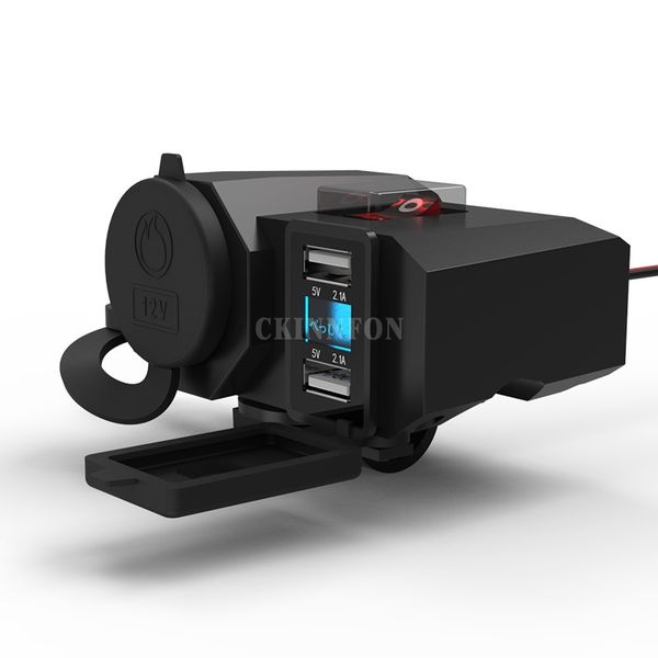

dhl 50 шт. новый водонепроницаемый 4.2 a двойной usb мотоцикл прикуривателя розетка скутер atv 12v адаптер светодиодный дисплей напряжения