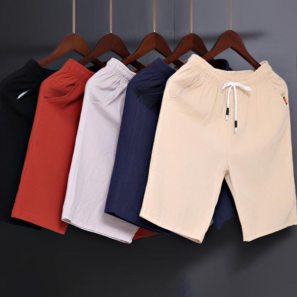

zacoo men soft cotton loose casual shorts middle length pants, White;black
