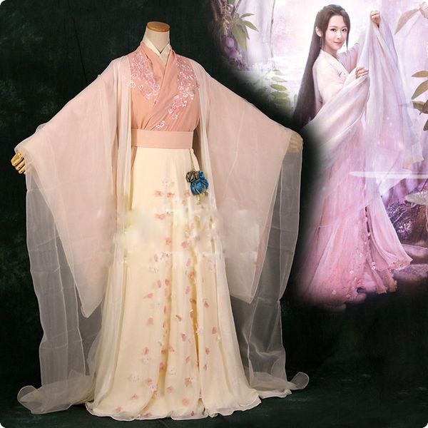 

4 design actress jinmi pink fairy costume for xiang mi chen chen jin ru shuang female costume hanfu fairy, Black;red