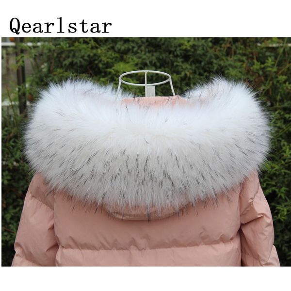 

qearlstar супер 100% высокого качества зимний шарф из искусственного меха воротник мужской женский дети куртки hood мода теплый обертывания, Blue;gray