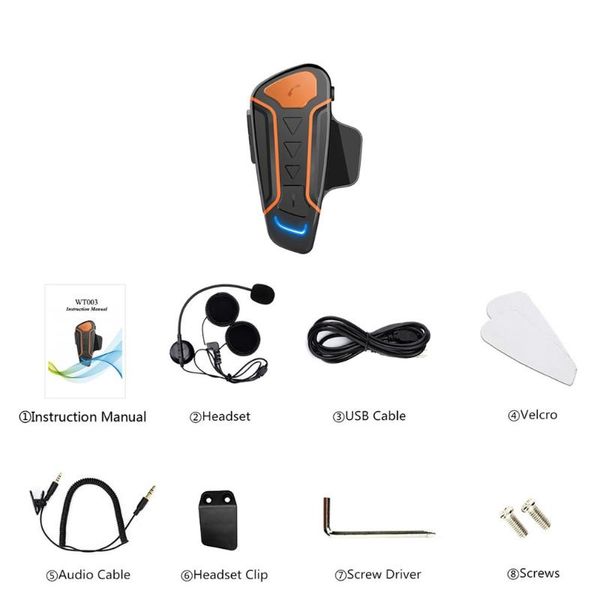

wt003 1000m ip67 водонепроницаемый мотоциклетный шлем walkie-talkie мотоцикл walkie-talkie гарнитура с fm-радио один пакет