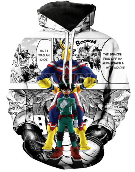 

мода классического аниме boku нет hero my hero academia толстовки 3d печати одежда женщина / мужчина мужской 3d толстовки повседневных пулов, Black