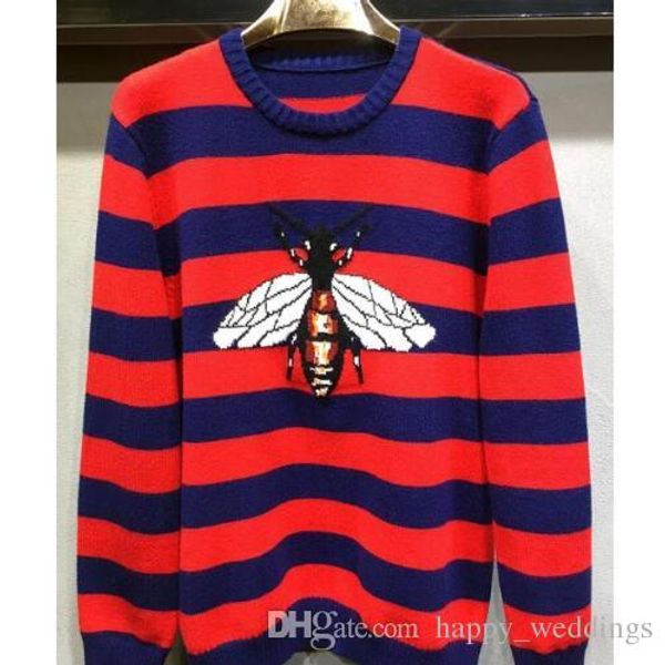 

winter designer brand bee plaid embroidery sweater pullover jumper for men women outwear clothing o neck, White;black
