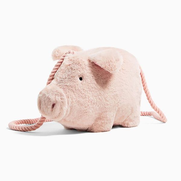 

soft women cute cartoon piggy handbags pink velvet crossbody bags sweet kids girl outdoor bags chic small messenger
