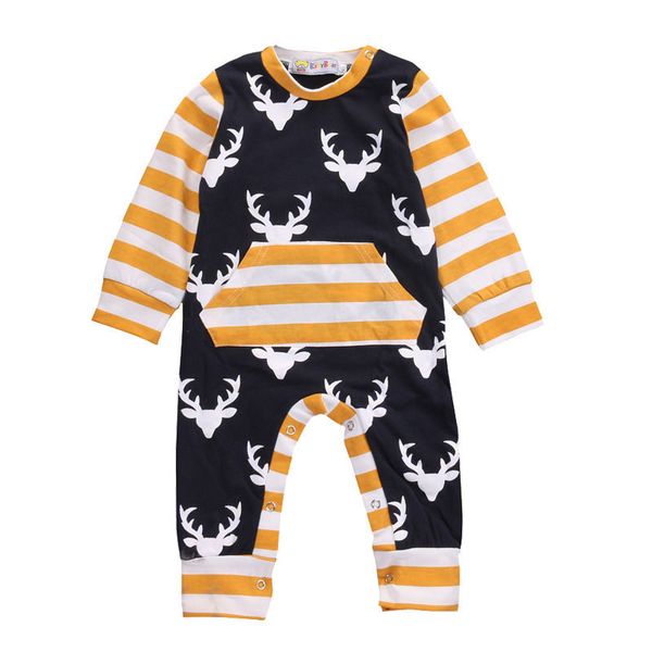 

autumn newborn kids baby boy girl warm infant long sleeve deer romper cotton jumpsuit clothes outfit, Blue