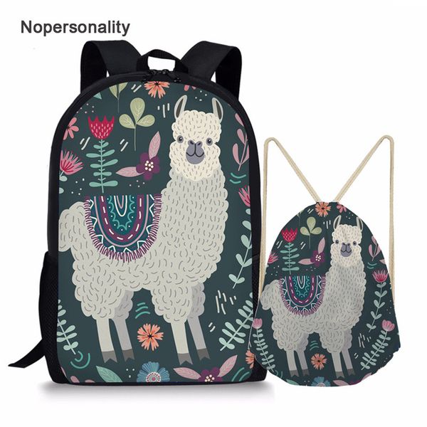 

nopersonality cute floral llama print school bag sets for teenager girls novelty elementary schoolbag junior children bookbags