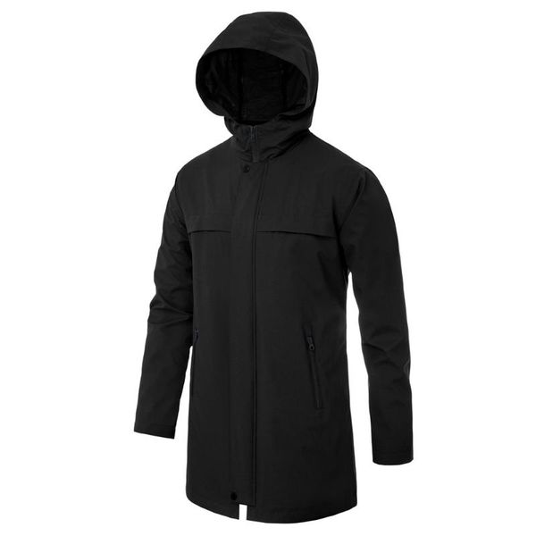 

men classic outdoor hooded rain jacket coat long sleeve water repellent hooded raincoat zip-up waterproof trench coat, Black;brown