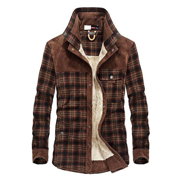 Nuovi arrivi Casual Casual Casual Camicie invernali Addensare in lana Fleece Camicie calde Plaid Corduroy Capispalla Maschio