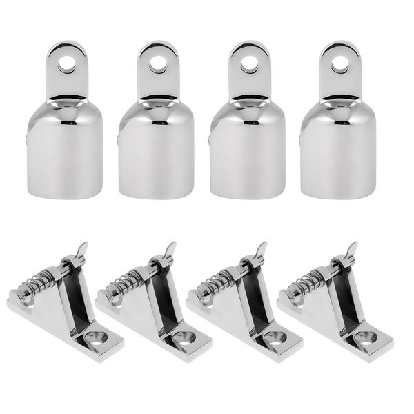 

8pcs marine boat deck hinge with eye end cap stainless bimini fittings