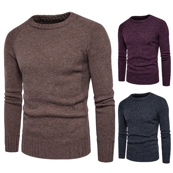 

man's fashion casual solid color long sleeve o-neck sweaters blouse, White;black