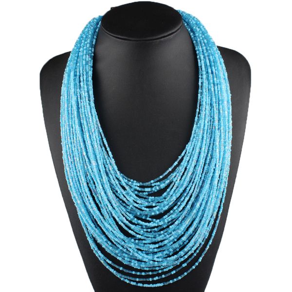 

клэр джин чешские маленькие бусы многослойные ожерелья старинные женщины моды себе ожерелья колье этнические украшения, Golden;silver