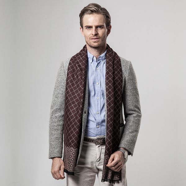 

peacesky]2019 fashion brand winter men's plaid cashmere scarf men scarves ing, Blue;gray