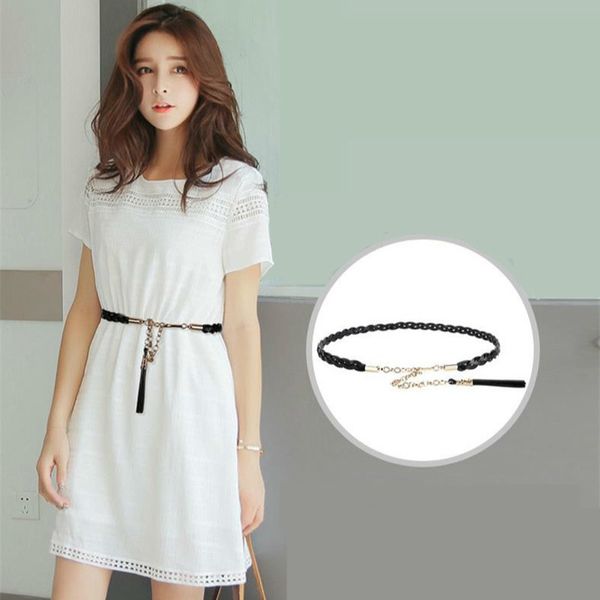 

бренд мода первый слой воловьей кожи плетение кисточкой пояс для женщин корова натуральная кожа высокое качество женский ремень новый цепной, Black;brown