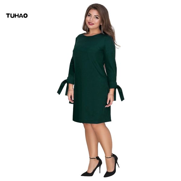 

tuhao elegant office lady dresses 2019 spring long sleeve plus size 6xl 5xl 4xl female casual lace-up women's work dress jlsm, Black;gray