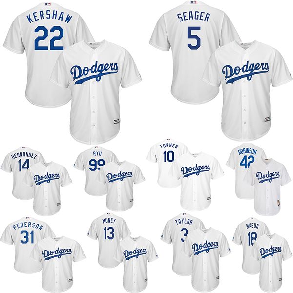 

Los Angeles Men's Dodgers Cody Bellinger Jerseys Manny Machado Max Muncy Kenley Jansen Enrique Hernandez Hyun-Jin Ryu White Baseball Jersey