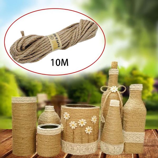 

10m rope twisted burlap linen jute twine cord 5mm natural durable, Black;white