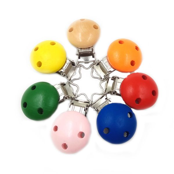 

round wooden pacifier clip silicone bead baby teether teething accessory infant soother clip nipple clasps toy diy hold tool