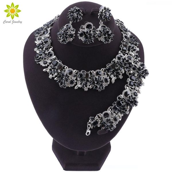 Luxurious Dubai Style Wedding Jewelry Sets Crystal Statement