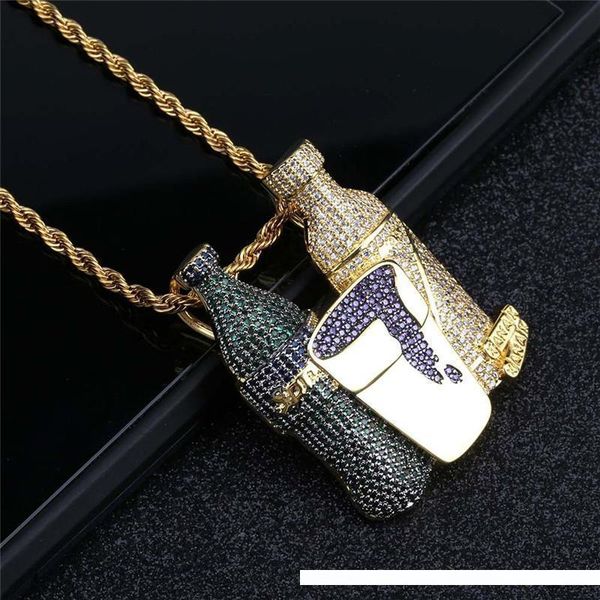 

бутылка вина кулон ожерелья для мужчин 2018 горячая мода хип-хоп ожерелье 18k позолоченные хип-хоп ювелирные изделия, Silver