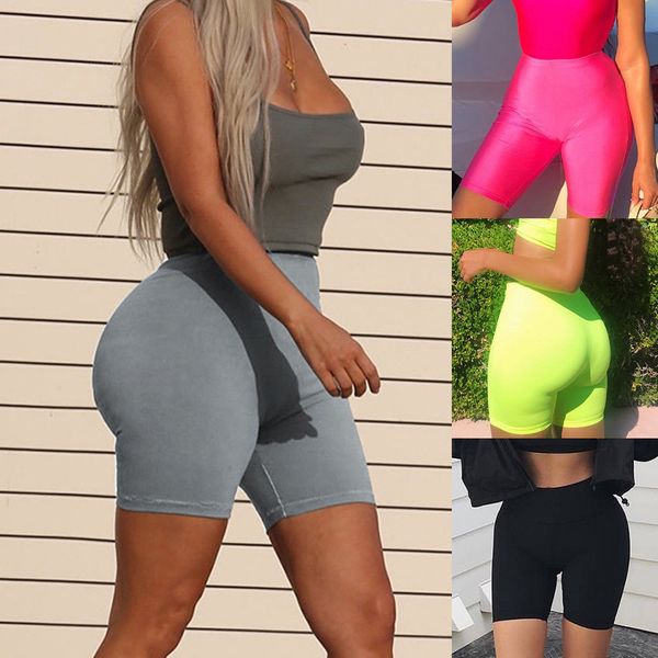 

ladies yoga shorts summer beach female high waist shorts elastic waist gym sports active for women, White;red
