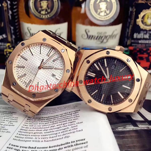 

2019 luxury watch for men fashion classic style 42mm stainless steel strap automatic movement wristwatches sapphire 15400st, Slivery;brown